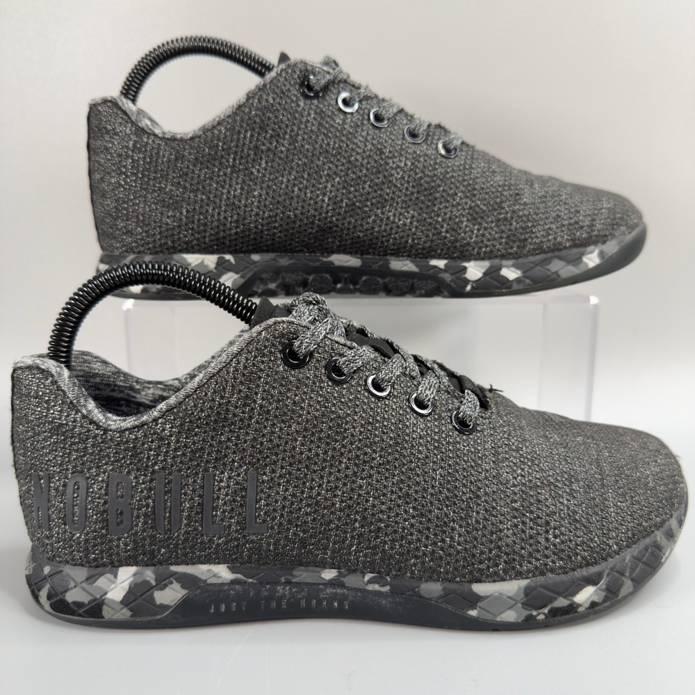 NoBull Trainer Womens 7.5 7 1/2 Gym Shoes Black Gray Camo Low Lace Up Sneakers